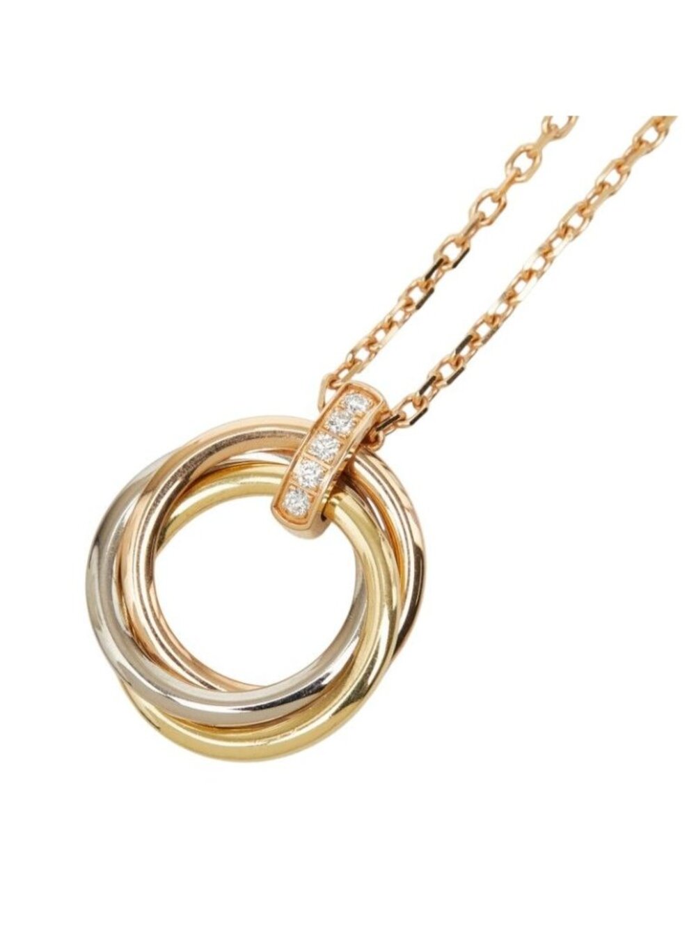 Cartier Trinity Pendant Medium Model Necklace Diamond 18k Pink Gold 18k Yellow